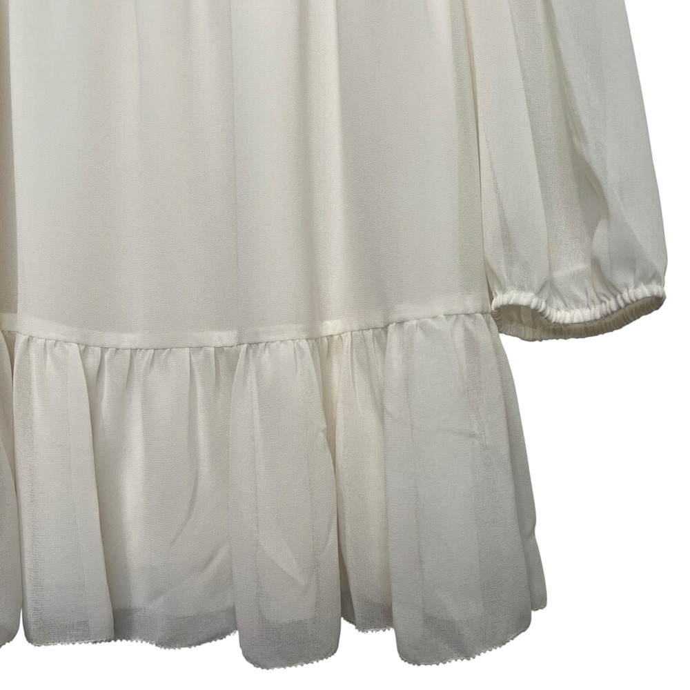Aritzia Wilfred Tempest White Chiffon Long Sleeve Mini Dress XL Bridal Wedding - Picture 6 of 11